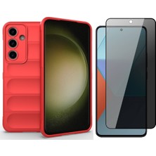 Vendas Samsung Galaxy S24 Fe Kılıf Esnek Tpu Oyuklu Arka Yüzey Tasarımlı Zore Etnik Silikon Kapak + Temperli Cam Ekran Koruyucu