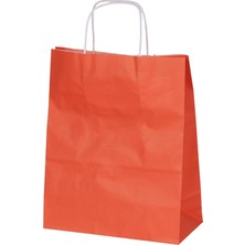 Ambalaj Pazarı Burgu Saplı Turuncu Kağıt Çanta 25X12X31 cm - 25 Adet