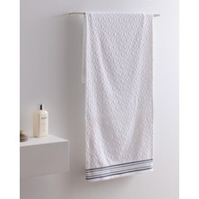 Madame Coco Tournant %100 Pamuk Banyo Havlusu - Beyaz/lacivert - 70X140 cm