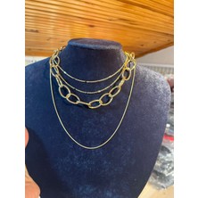 The Secret Desire 3’lü Gold Zincir Kolye – Modern, Katmanlı & Trend Tasarım