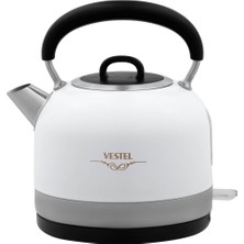 Vestel Beyaz Renkli Paslanmaz Çelik Su Isıtıcı, Şık ve Dayanıklı Tasarım