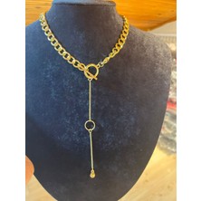 The Secret Desire Gold Halka Detaylı Kalın Zincir Tasarım Kolye – Modern & Şık