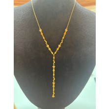 The Secret Desire Gold Şans Figürlü Zincir Kolye – Ay Yıldız, Nazar Gözü ve Fatma Eli Detaylı Özel Tasarım Y Kolye