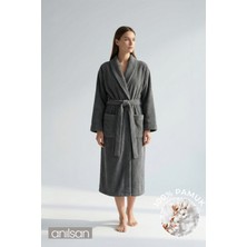 Anılsan Şalyaka Bornoz Antrasit %100 Pamuk Unisex Spa Için Ideal Kadın/Erkek