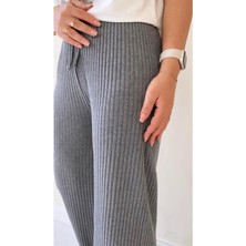 İpek Collection 3'lü Füme - Camel- Siyah Kadın Fitilli Raporlu Pantolon & Eşofman, Gündelik Ev Giyim Pijama