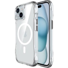 Bix iPhone 14 Plus / 15 Plus Octagon Hava Yastıklı Magsafe Kılıf Maksimum Korumalı Antrasit Kristal Şeffaf