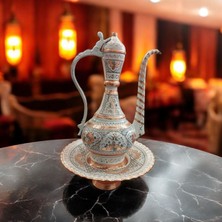 Bakır Center Bakır Ibrik Beyaz Bakır Oyma El Işlemeli Osmanlı Ibrik 39*24CM Lengerli Ibrik Hürrem Ibrik El Yapımı