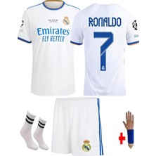 Sidas Cristiano Ronaldo 2022 Beyaz Çocuk Forma Takımı 4'lü Set Çorap+Bileklik Hediyeli