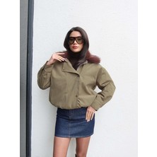 Esra Helvacı Kürklü Yaka Bomber Mont
