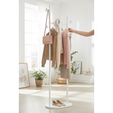 Tolia Home Metal Iskeletli Ayaklı Askılık Beyaz Modern Tasarım Elbise Askısı Antre Kullanımı İçin