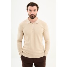 MCR Örgü Desenli Slim Fit Polo Yaka Yün Erkek Triko Kazak