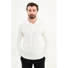MCR Örgü Desenli Slim Fit Polo Yaka Yün Erkek Triko Kazak