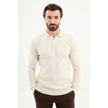 MCR Fitilli Slim Fit Polo Yaka Erkek Triko Kazak