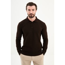 MCR Örgü Desenli Slim Fit Polo Yaka Yün Erkek Triko Kazak