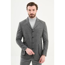 MCR Düz Slim Fit Mono Yaka Torba Cep Düğme Detaylı Erkek Ceket