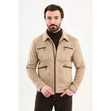 MCR Düz Slim Fit Gömlek Yaka Fermuar Detaylı Erkek Mont