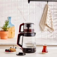 Özbience Cam Gövdeli Kettle ve Çay Makinesi, Susuz Çalışma, 2,2l ve 0,9l Hacim