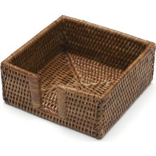 Caspari Rattan Cocktail Napkin Holder In Dark Natural - 1 Each