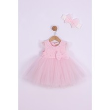 Serkon Pembe Kalp Robalı Kız Bebek Elbise