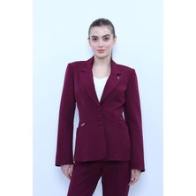 Önder Özsoy Erkek Yaka Boydan Kuplu Ceket-Mürdüm