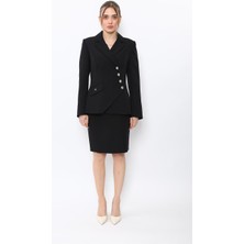 Önder Özsoy Erkek Yaka Asimetrik Ceket-Siyah