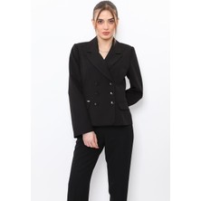 Önder Özsoy Erkek Yaka Kuruvaze Çift Kuplu Ceket-Siyah