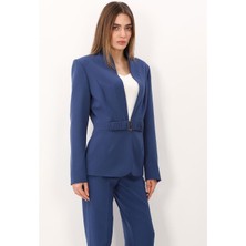 Önder Özsoy Dik Yaka Tokalı Ceket-Indigo