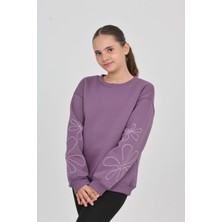 Toontoy Kız Çocuk Relax Fit Bisiklet Yaka Düşük Omuz Sweatshirt