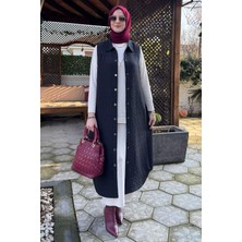 Rabia Şamlı Safir Kapitone Yelek Siyah