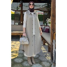 Rabia Şamlı Safir Kapitone Yelek Vizon