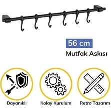 ÜçKol Ticaret Duvara Monte Edilen 6 Kancalı Dekor Kaşıklık ve Kupa Askısı