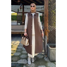 Rabia Şamlı Safir Kapitone Yelek Kahve