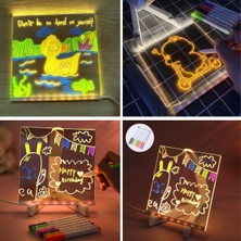 ÜçKol Ticaret LED Işıklı Kendiliğinden Renkli Fosforlu Kalemli Kare Yazı Panosu 20X20 cm