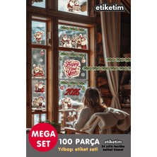 Etiketim Yılbaşı Yeniyıl 100 Parça Kar Taneli Yılbaşı Temalı Cam Duvar Çıkartmaları Stıcker Seti