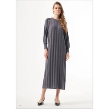 Çizgi Dokulu Nuss Elbise