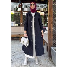 Rabia Şamlı Siyah Elmas Kapitone Kap Kadın Dokuma Kumaş ile Şık ve Rahat Tasarım