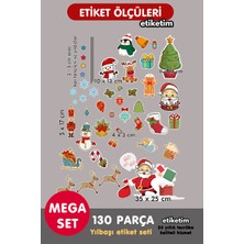 Etiketim Mega Yılbaşı Etiket Seti Yılbaşı Yeniyıl 130 Parça Kar Taneli Yılbaşı Temalı Cam Duvar Stıcker Seti