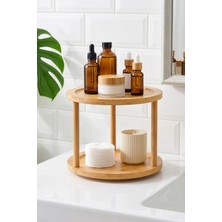 Digithome Bambu 2 Katlı 360° Döner Standlı Banyo Düzenleyici Organizer Kahverengi – A/10 C1-1-289
