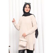 İmaj Butik Krem Soğuk İplik Merserize Triko Tunik
