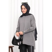 İmaj Butik Füme Kol Fermuarlı Soğuk İplik Triko Tunik
