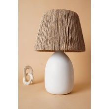 HMY Design Ram Handmade Seramik Abajur Beyaz Hasır