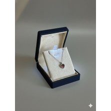 Ada Life Gümüş (Premium Işıklı Kutulu) 925 Ayar Gümüş Kırmızı Taşlı Pırlanta Kalp Model Kadın Kolye