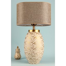 HMY Design Rayon Handmade Seramik Abajur Krem Gold