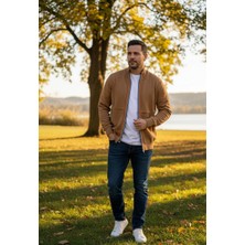 Yusgos Erkek Yarım Balıkçı Yaka Fermuarlı Çizgi Detaylı Mevsimlik Yüksek