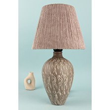 HMY Design Pion Handmade Seramik Abajur Gri-Beyaz