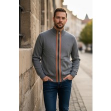 Yusgos Erkek Yarım Balıkçı Yaka Fermuarlı Çizgi Detaylı Mevsimlik Yüksek