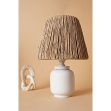 HMY Design Percer Handmade Seramik Abajur Beyaz Hasır