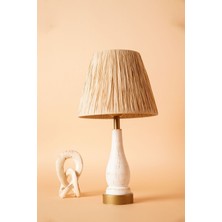 HMY Design Palmıer Handmade Ahşap Abajur Jüt-Beyaz