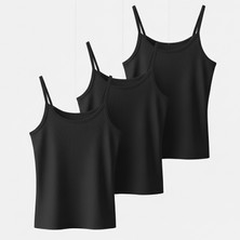 Serem Yıldızı Kadın Siyah 3 Adet Ip Askılı Ince Atlet