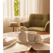 Lunella Dekorasyon Beyaz Çiçekli Set Mum